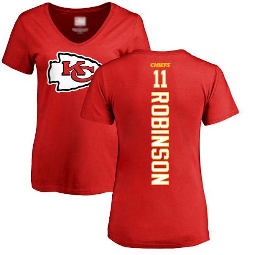 Women Football Kansas City Chiefs #11 Robinson Demarcus Red Backer T-Shirt->nfl t-shirts->Sports Accessory